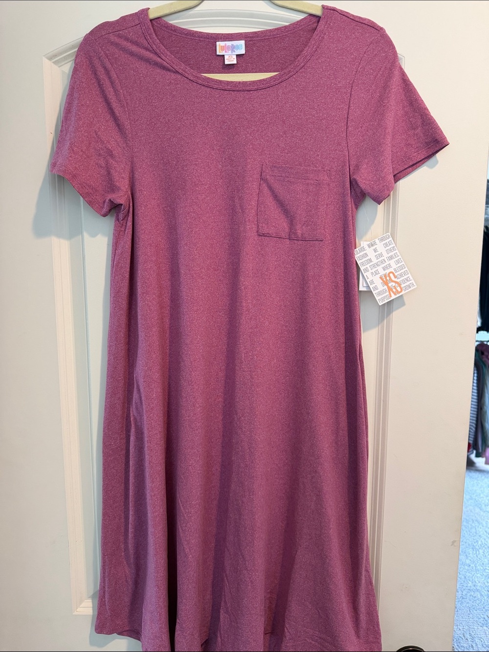 LuLaRoe Short Sleeve Pocket Swing Dress - Mauve Pink